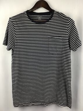 Men's Club Monaco Navy Striped Pocket T-Shirt Size Small